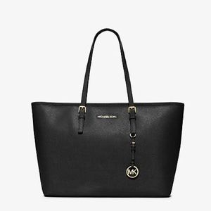 Michael Kors Jet Set Saffiano Leather Black Tote Bag